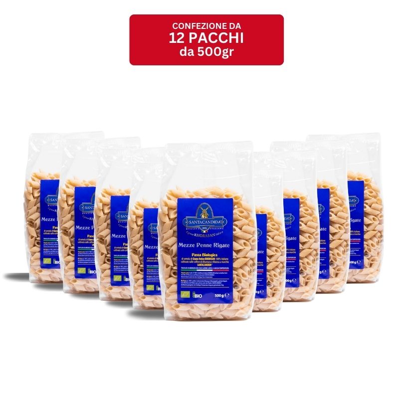 BOX Mezze Penne Rigate di Khorasan bio 12 pz