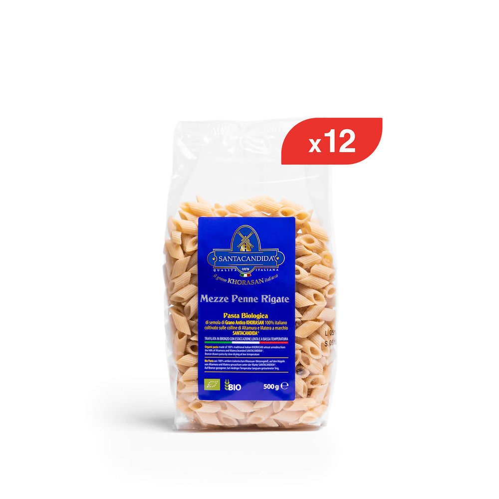 BOX Mezze Penne Rigate di Khorasan bio 12 pz