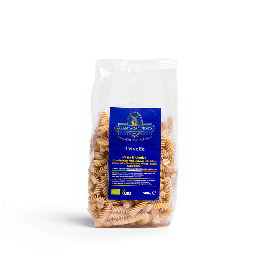 <tc>TRIVELLE organic pasta of ancient Khorasan
SANTACANDIDA wheat</tc>